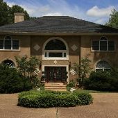 House - gate, lake
