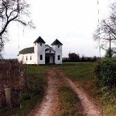 church, shack, dirt road